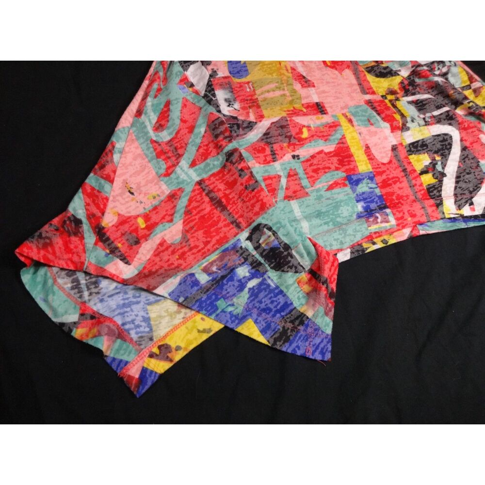 Chelsea & Theodore Multicolor Abstract High Low Handkerchief Hem Top Size Large - Picture 7 of 7